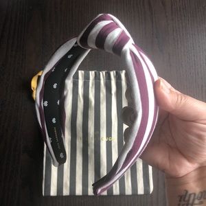 Lele Sadoughi Burgundy & White Jersey Headband